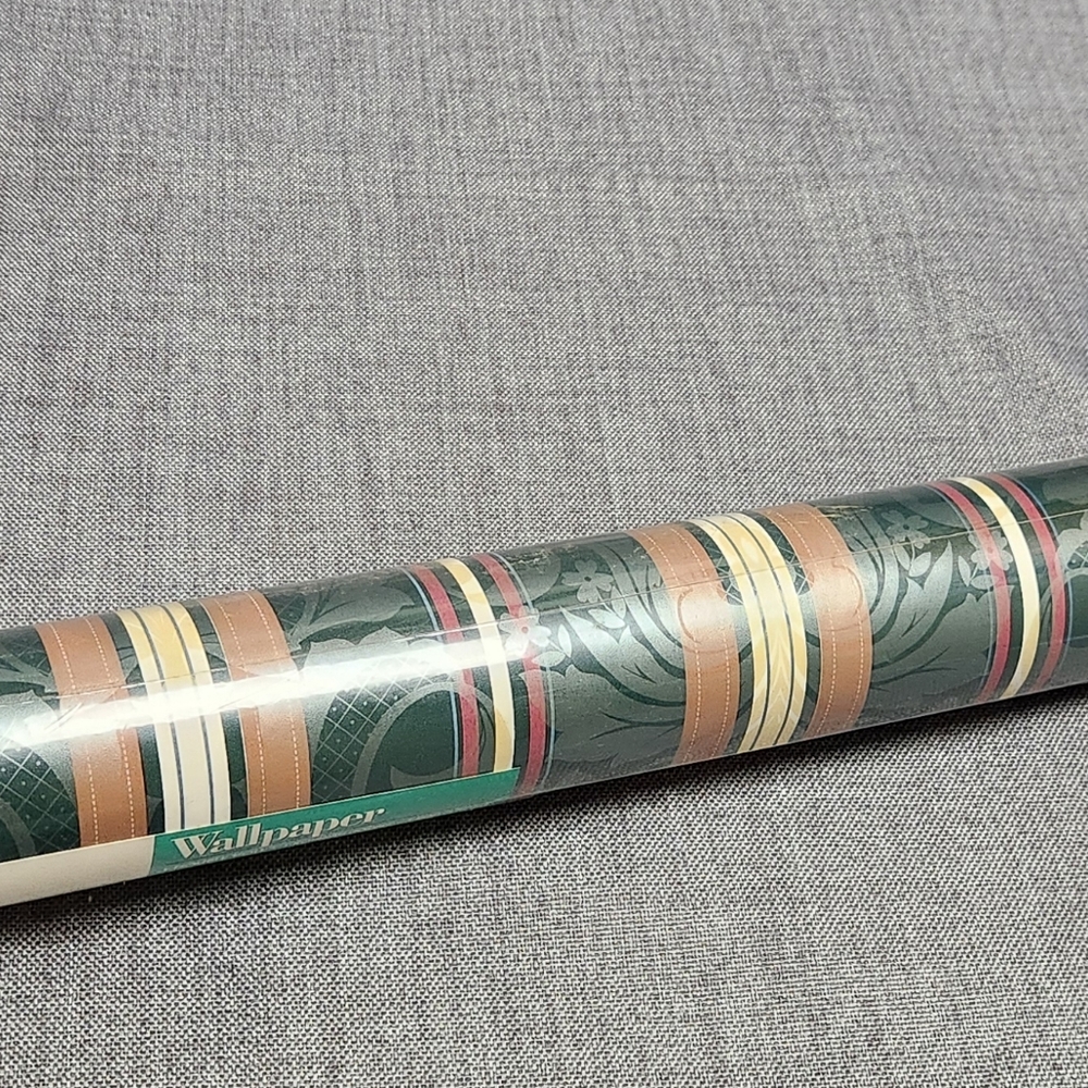 Village Decorative Vinyl 56 Square Foot Dark Green Floral Wallpaper